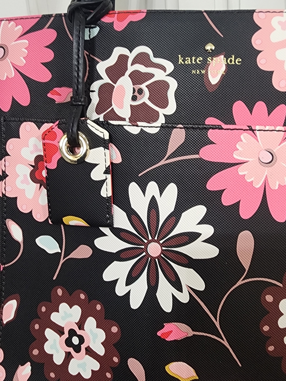 kate spade Harding Street Casa Flora Riley Black & Pink Tote Bag-17×12×5.5 - Picture 8 of 9
